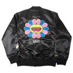 Black Takashi Murakami ComplexCon x LA Lakers M&N Satin Jacket Back Side