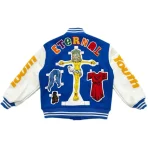 Blue Takashi Murakami x Saint Mxxxxxx Eternal Varsity Jacket Back View
