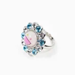 Blue/White Takashi Murakami x Liquem Flower Ring Side