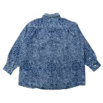 Dark Blue Takashi Murakami Flowers and Skulls Denim Haori Shirt Back View