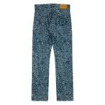 Dark Blue Takashi Murakami Flowers and Skulls Jacquard Denim Pants Back View