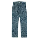 Dark Blue Takashi Murakami Flowers and Skulls Jacquard Denim Pants