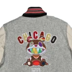 Grey Takashi Murakami ComplexCon x Cubs Letterman Jacket Back Graphic
