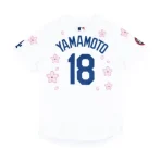 White Takashi Murakami x Nike x MLB Dodgers Yamamoto 18 Jersey