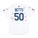 White Takashi Murakami x Nike x MLB Tokyo Dodgers Betts 50 Jersey Back View