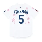 White Takashi Murakami x Nike x MLB Tokyo Dodgers Freeman Jersey Back View