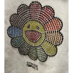White Takashi Murakami x Swarovski Crystal Flower Hoodie Logo