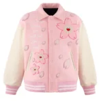 Pink Takashi Murakami x READYMADE Sakura Varsity Jacket