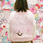 Pink Takashi Murakami x READYMADE Sakura Varsity Jacket Back View